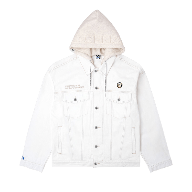 AAPE Moonface Reversible Panelled Hooded Jacket 'Ivory'