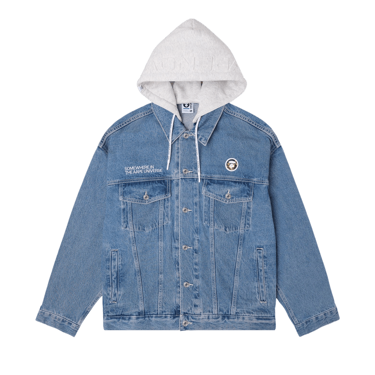 AAPE Moonface Reversible Panelled Hooded Jacket 'Blue'