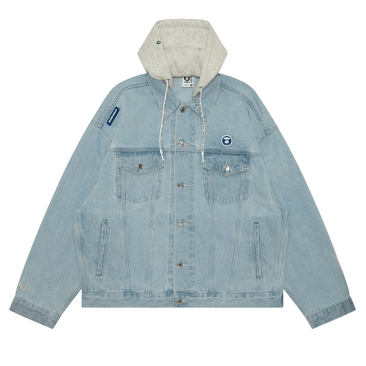 AAPE Moonface Logo Hooded Denim Jacket 'Blue/Light'