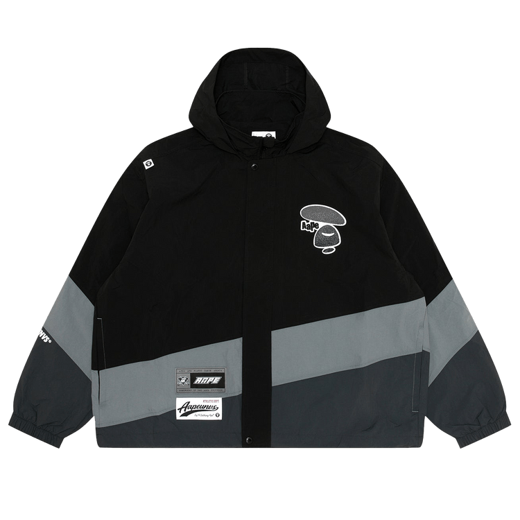 AAPE Moonface Logo Stripe Hooded Jacket 'Black'