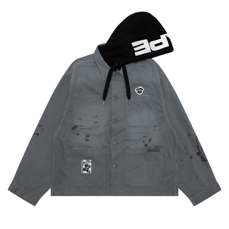 AAPE Hooded Button Down Jacket 'Grey'