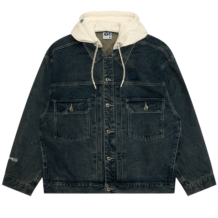 AAPE AAPENOW Moonface Hooded Denim Jacket 'Blue'