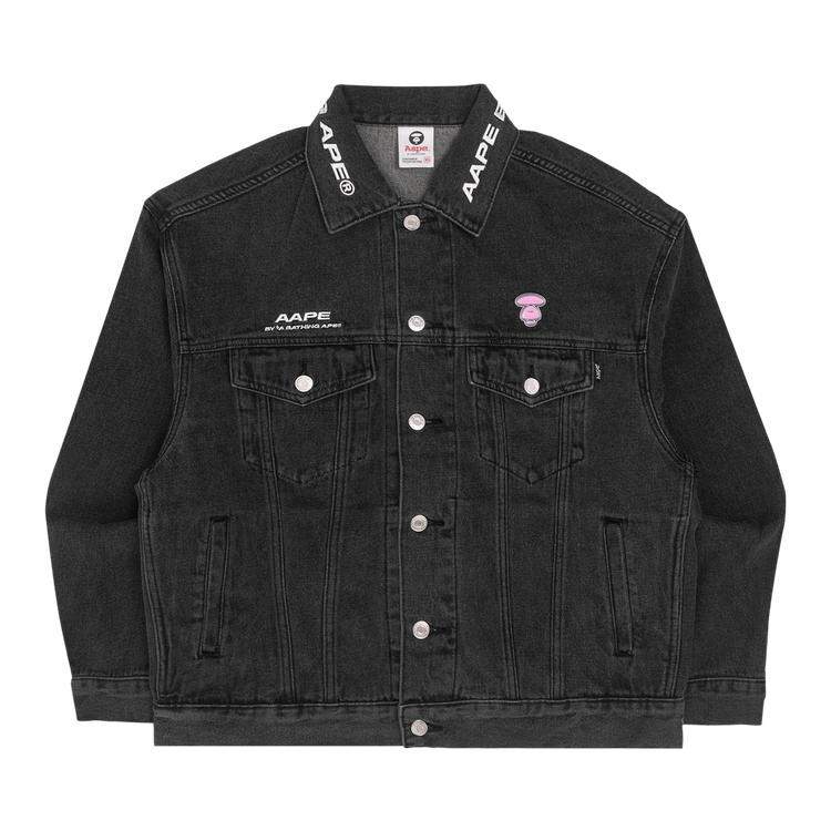 AAPE Moonface Plaque Denim Jacket 'Black/Light'