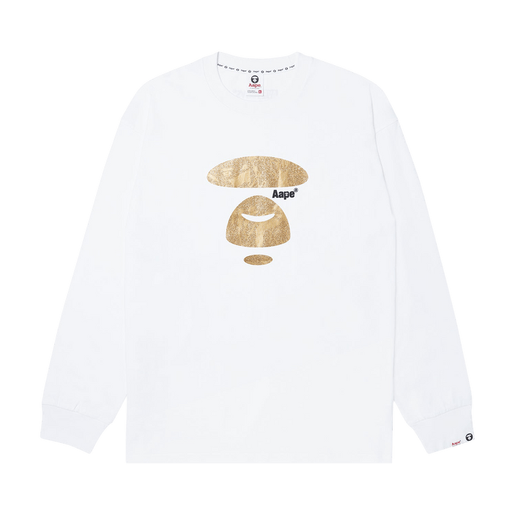 AAPE Moonface Glittered Long-Sleeve Tee 'White'