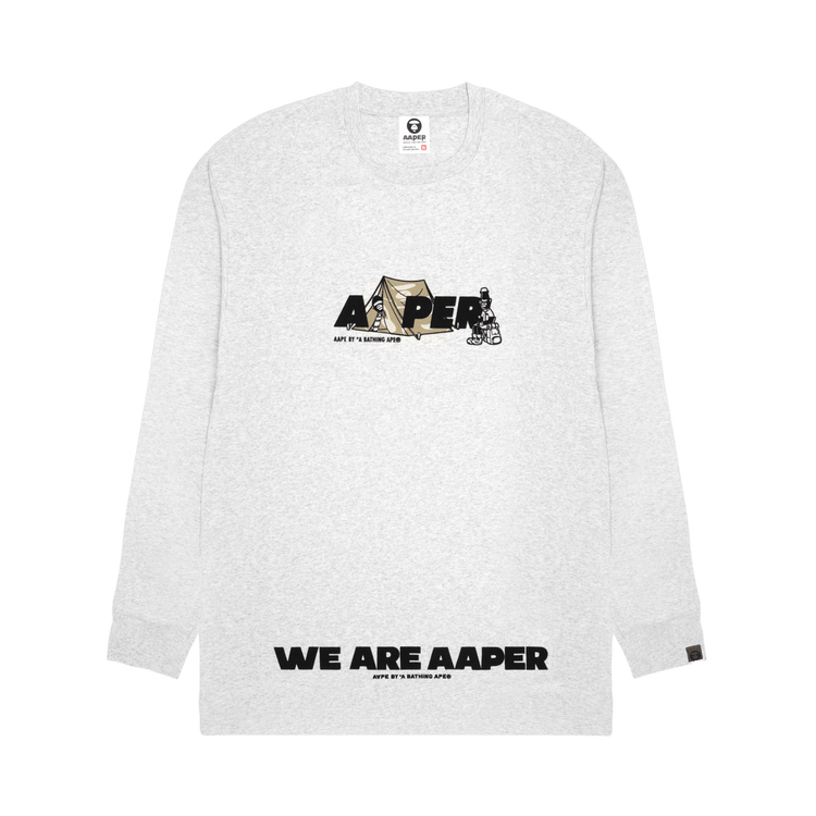 AAPE r Graphic Long-Sleeve Tee 'White/Heather'