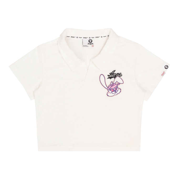 AAPE Cropped Embroidered Textured Polo 'Ivory'