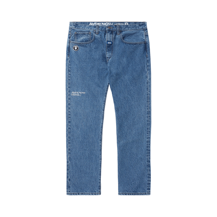 AAPE Moonface Patch Straight Jeans 'Blue'