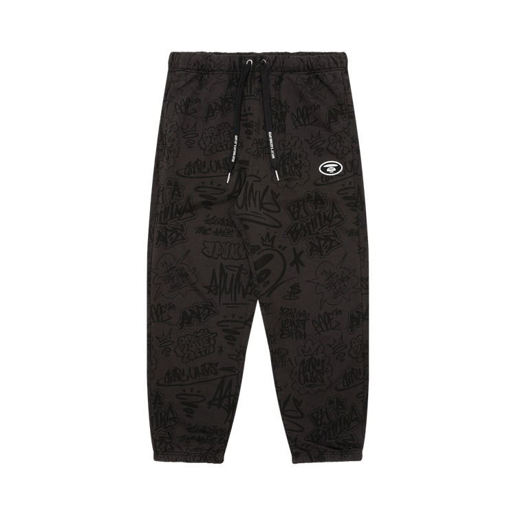 AAPE Moonface Graffiti-Patterned Sweatpants 'Grey/Black'