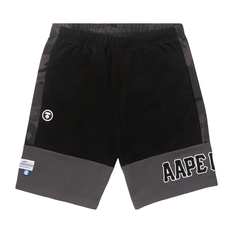 AAPE Moonface Camo Panelled Sweat Shorts 'Black'