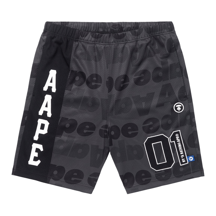 AAPE Moonface Patterned Mesh Shorts 'Black/Red'