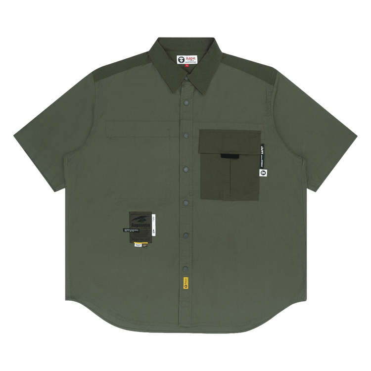 AAPE Moonface Colour Blocked Shirt 'Khaki/Dark'