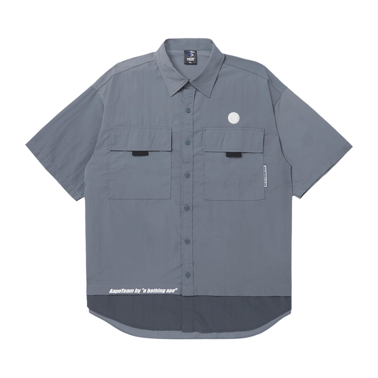AAPE Moonface Patch Short-Sleeve Nylon Shirt 'Grey/Light'