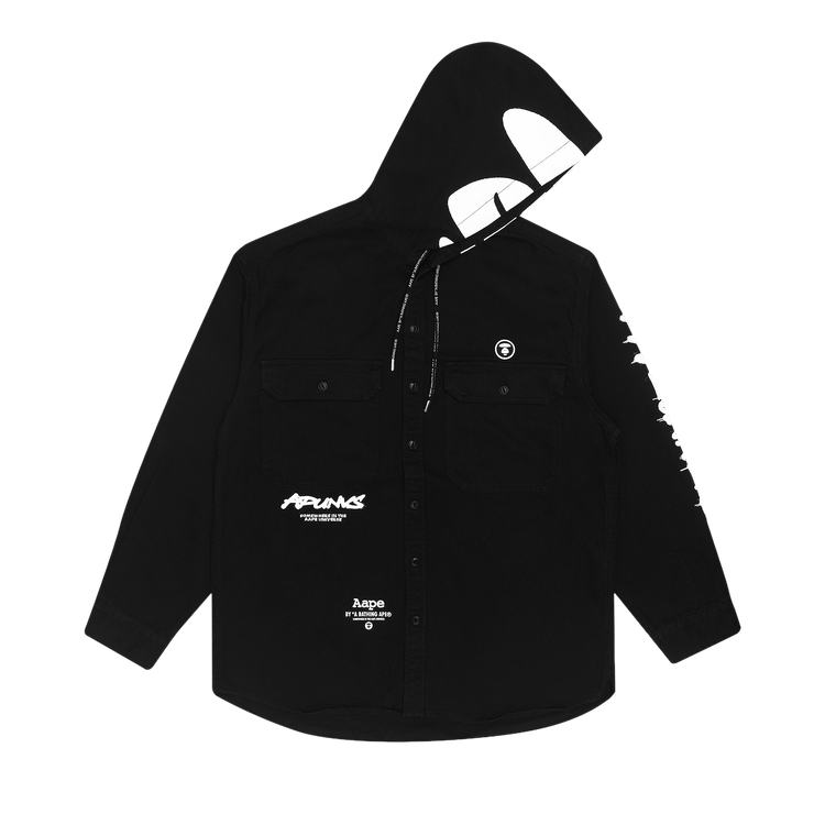 AAPE Moonface Hooded Shirt 'Black'