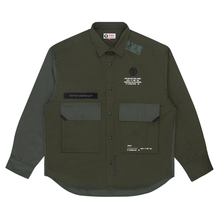 AAPE Moonface Long Sleeve Shirt 'Khaki'