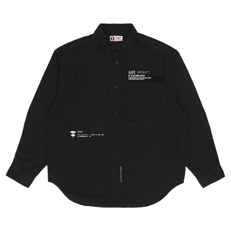AAPE Moonface Embroidered Workwear Shirt 'Black/Light'