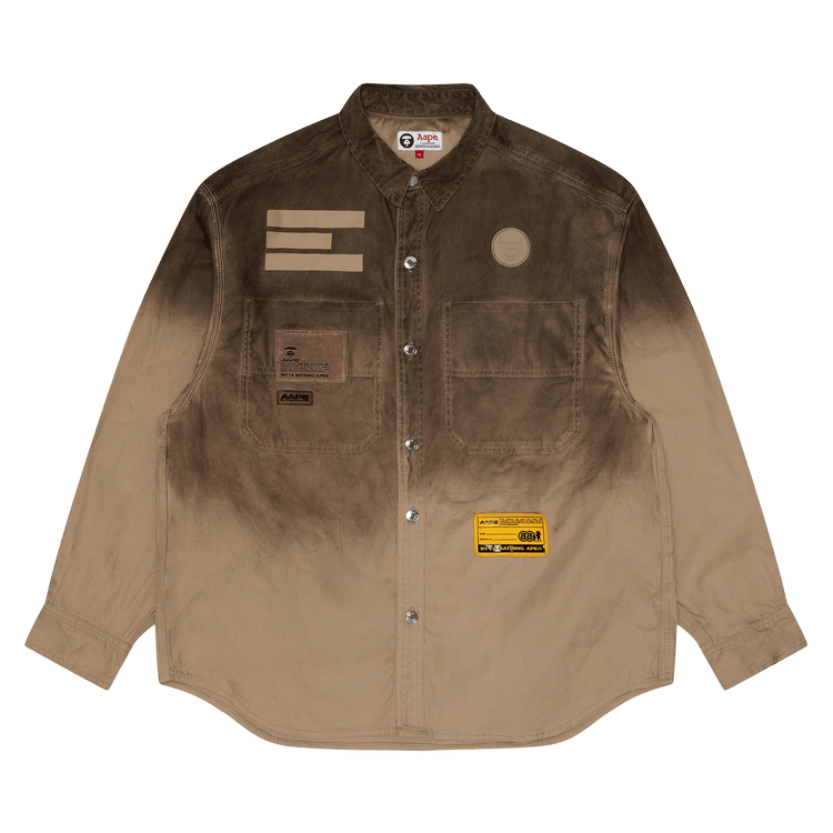 AAPE Moonface Gradient Button-Up Shirt 'Beige'