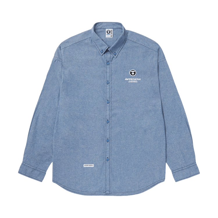 AAPE Moonface Patch Button-Down Shirt 'Blue'