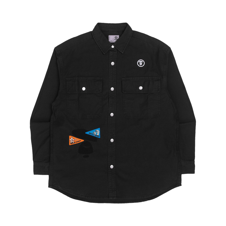 AAPE Moonface Embroidered Graphic Patch Shirt 'Black/Light'