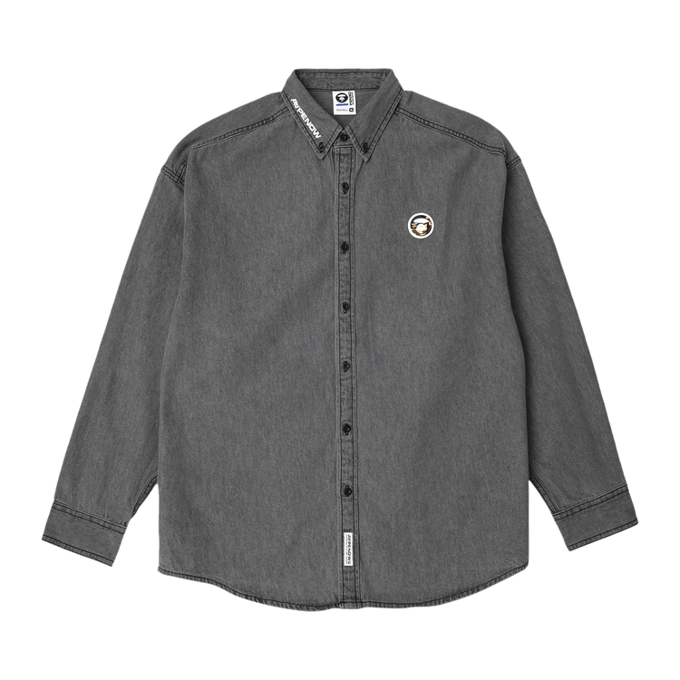 AAPE Moonface Patch Long-Sleeve Shirt 'Black'