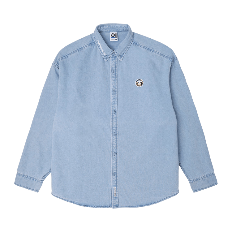 AAPE Moonface Patch Long-Sleeve Shirt 'Blue/Light'