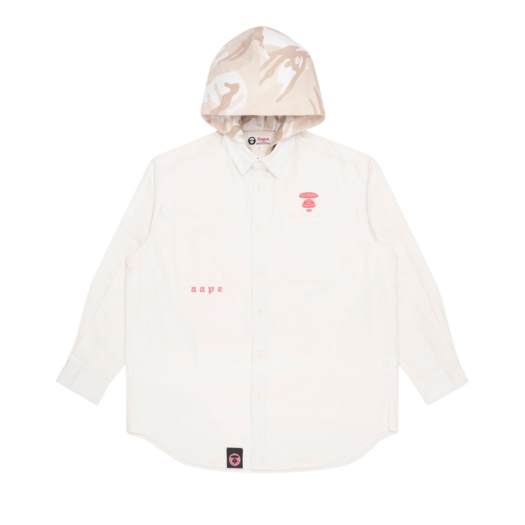 AAPE Hooded Moonface Embroidered Shirt 'Ivory'