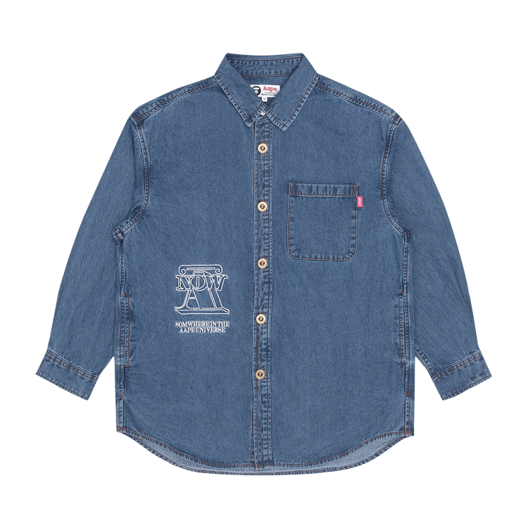 AAPE Logo Embroidered Shirt 'Blue'