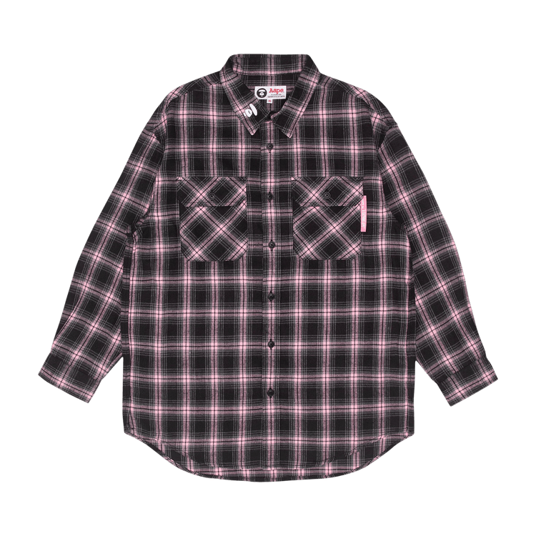 AAPE Moonface Chest Pocket Plaid Shirt 'Pink'