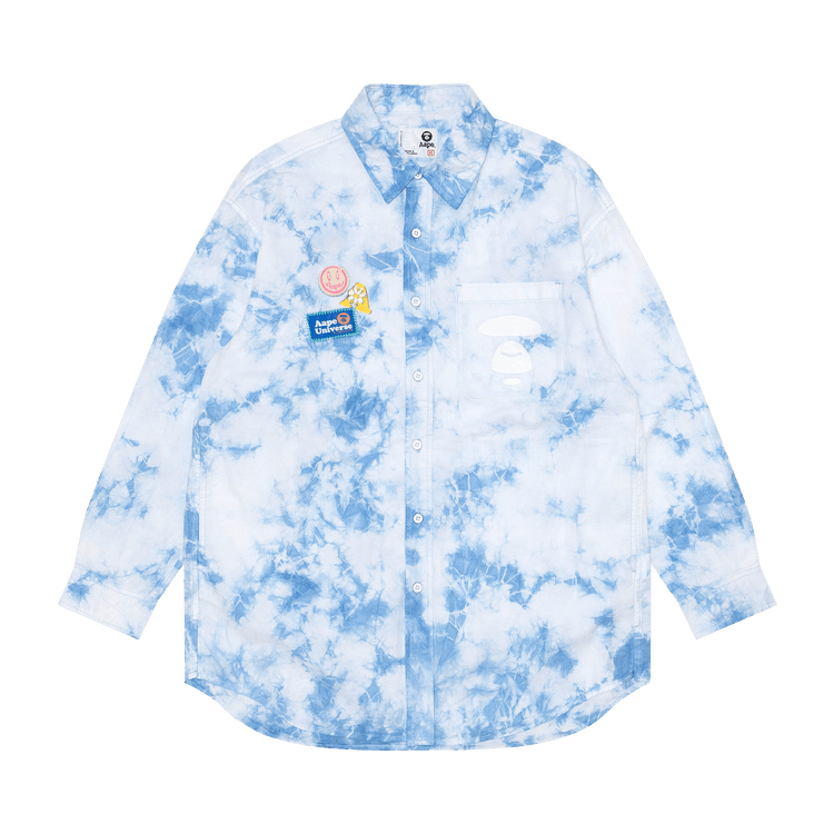 AAPE Moonface Relaxed Tie-Dye Shirt 'Blue'