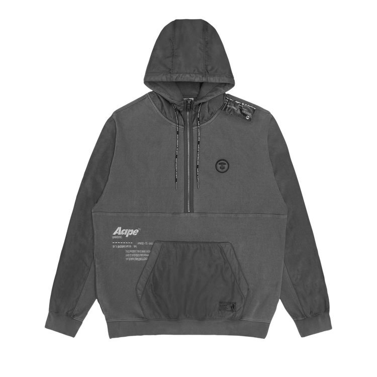 AAPE Moonface Panelled Half-Zip Hoodie 'Black'