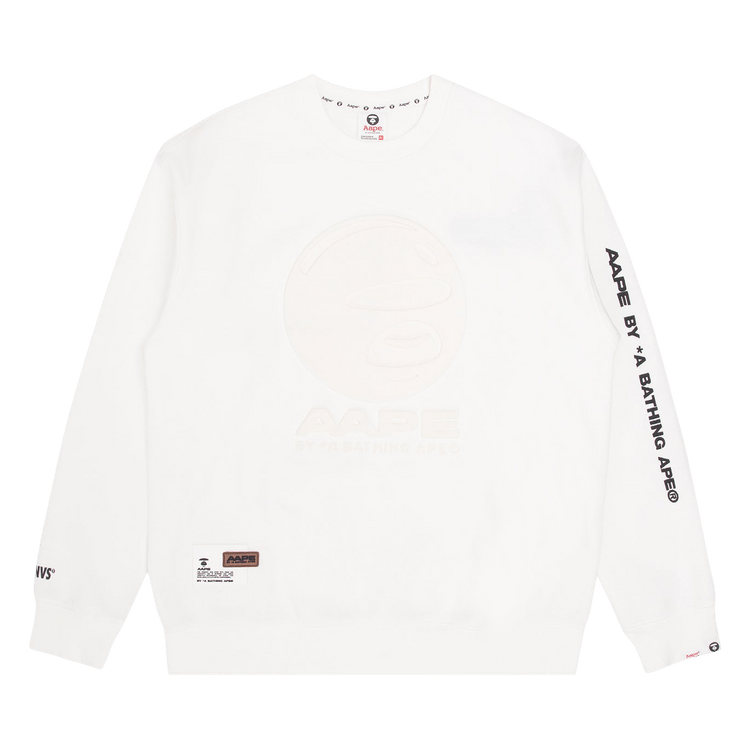 AAPE Moonface Embossed Sweatshirt 'Ivory'