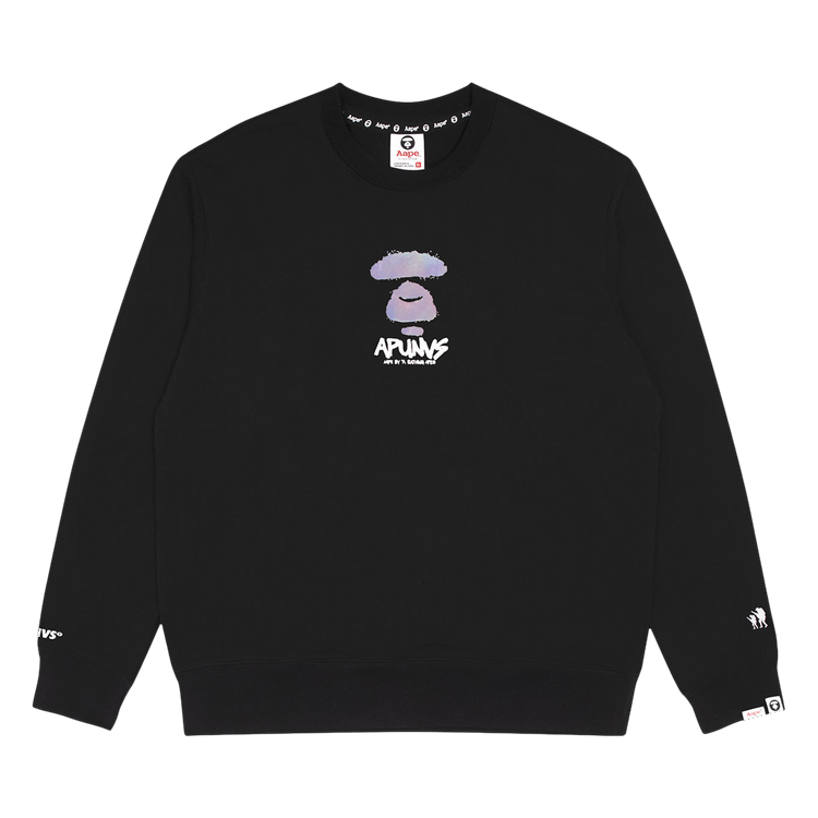 AAPE Moonface Tie-Dye Drip Graphic Sweatshirt 'Black'