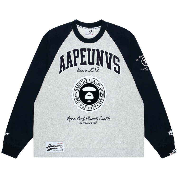 AAPE Moonface Raglan Fleece Sweatshirt 'White/Heather'