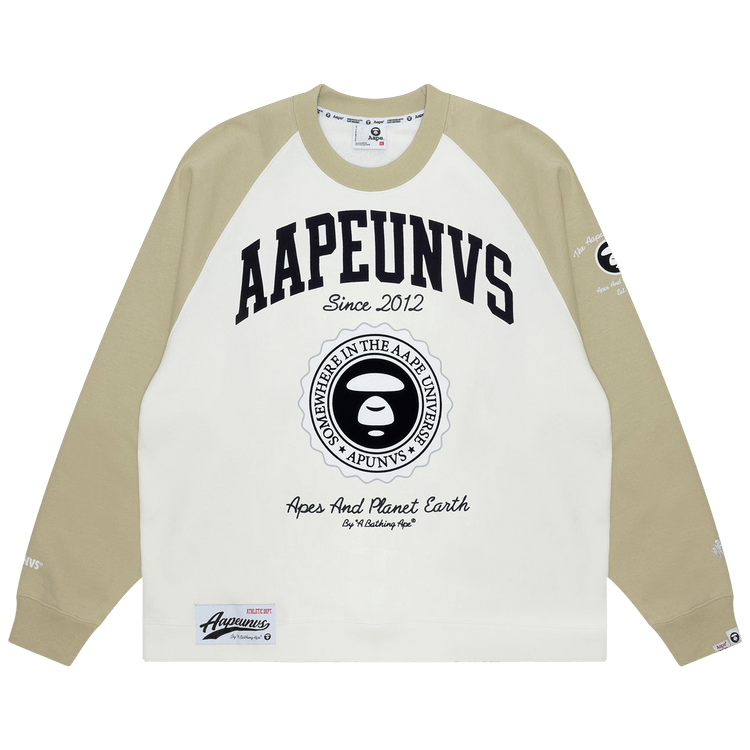 AAPE Moonface Raglan Fleece Sweatshirt 'Ivory'