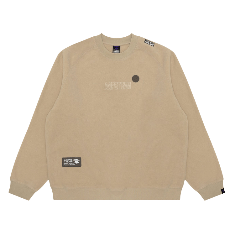 AAPE Moonface Patch Fleece Sweatshirt 'Beige/Grey'