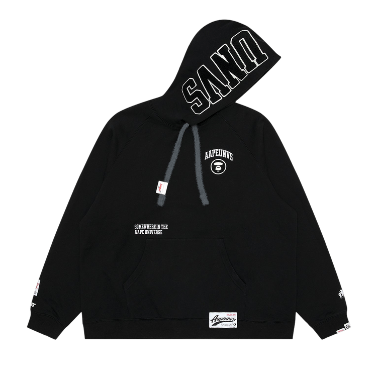 AAPE Moonface Embroidered Raglan Hoodie 'Black'