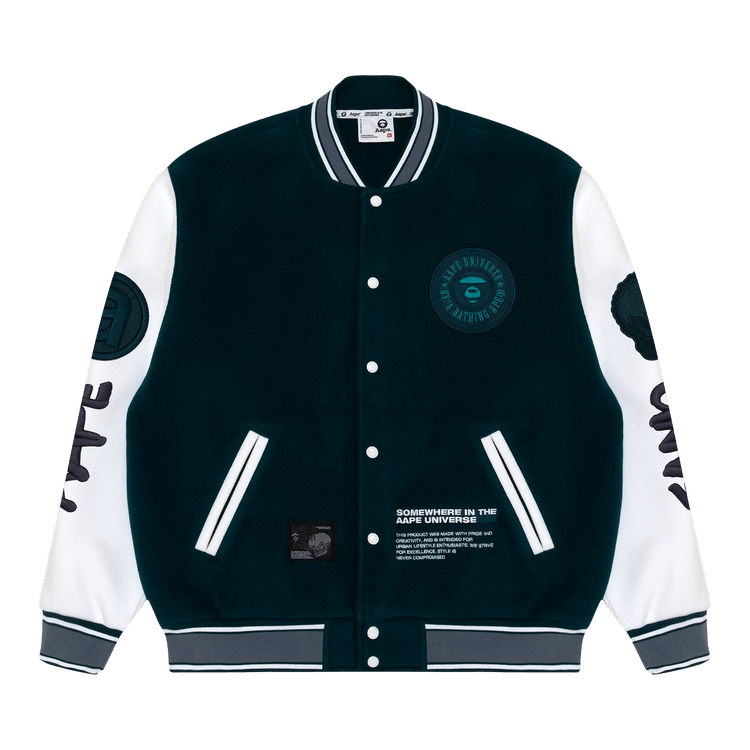 AAPE Moonface Embroidered Jacket 'Green/Navy'