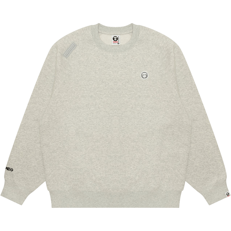 AAPE Moonface Logo Crew Neck Sweatshirt 'White/Heather'