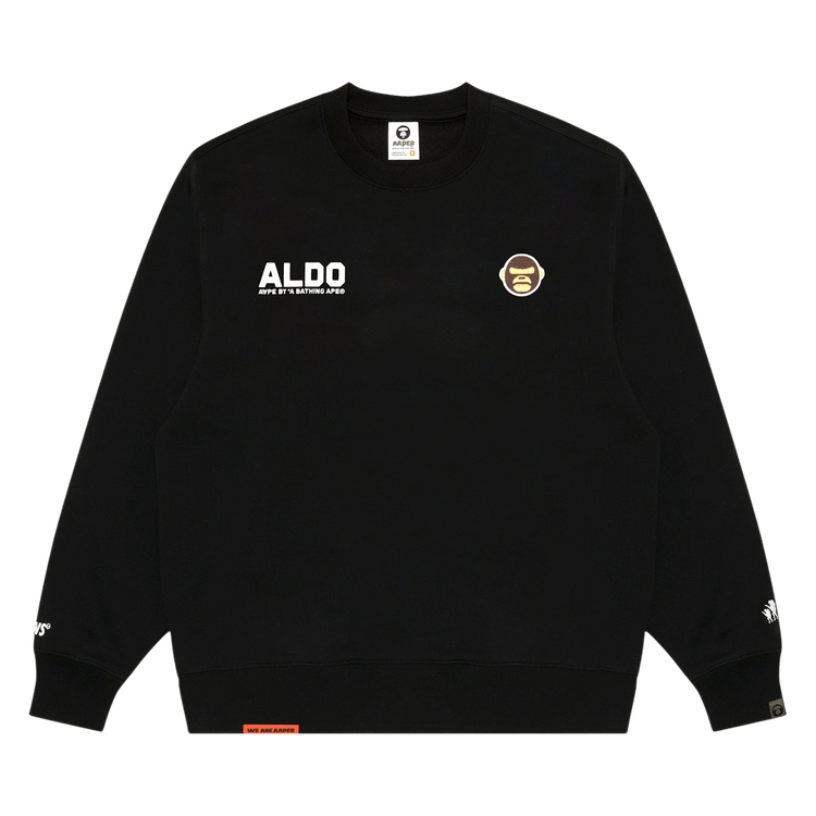 AAPE r Moonface Logo Crew Neck Sweatshirt 'Black'