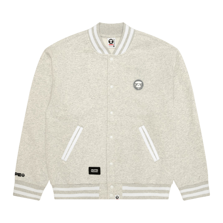 AAPE Now Moonface Varsity Jacket 'White/Heather'