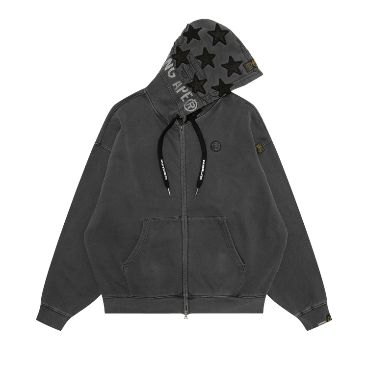 AAPE Moonface Star Hooded Zip-Up Sweatshirt 'Black/Light'