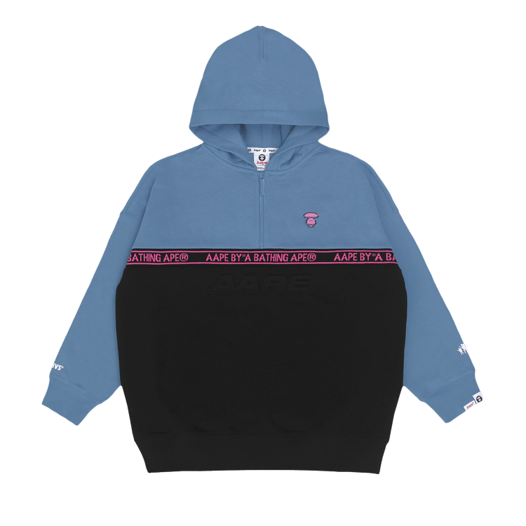 AAPE Moonface Panelled Half-Zip Hoodie 'Black'