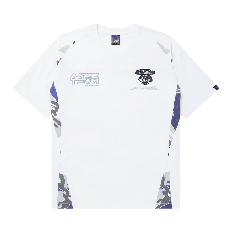 AAPE Moonface Embroidered Camo Panelled Tee 'White'