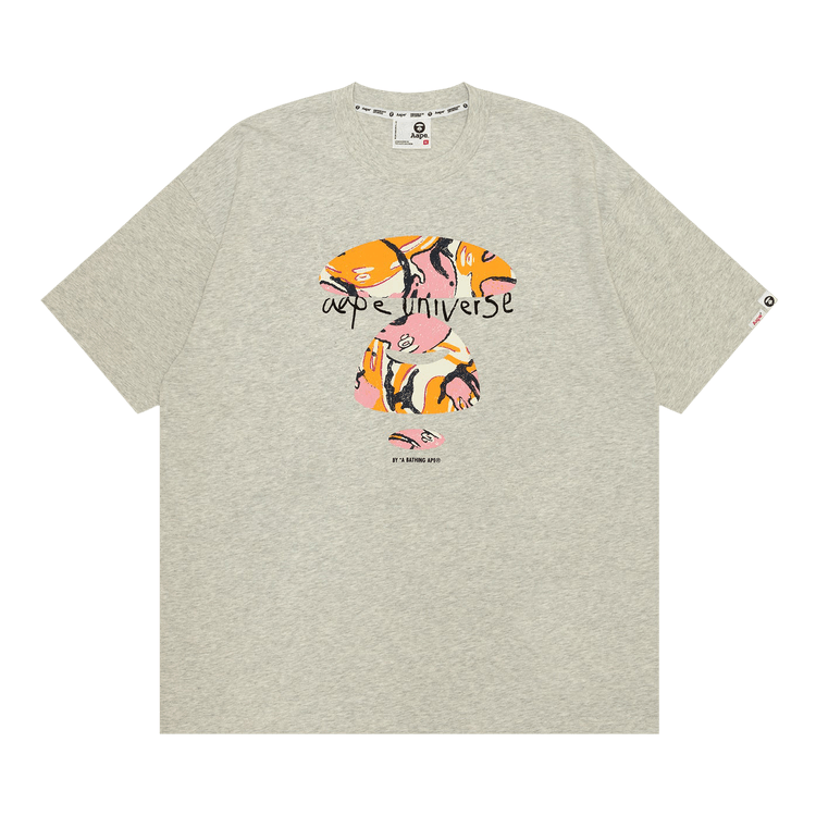 AAPE Moonface Graffiti Printed Tee 'White/Heather'
