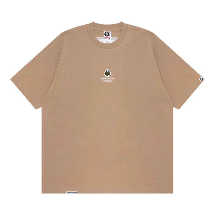 AAPE Now Clover Moonface Logo Short Sleeve Tee 'Beige/Red'