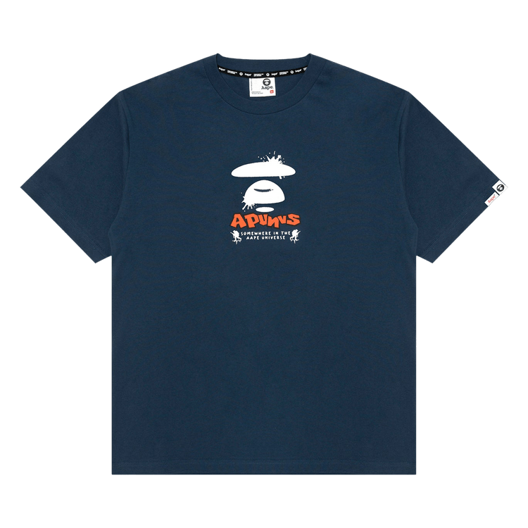 AAPE Unvs Moonface Graphic Tee 'Navy'