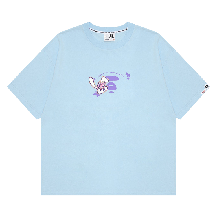AAPE Moonface Rabbit Embroidered Graphic Tee 'Blue/Light'