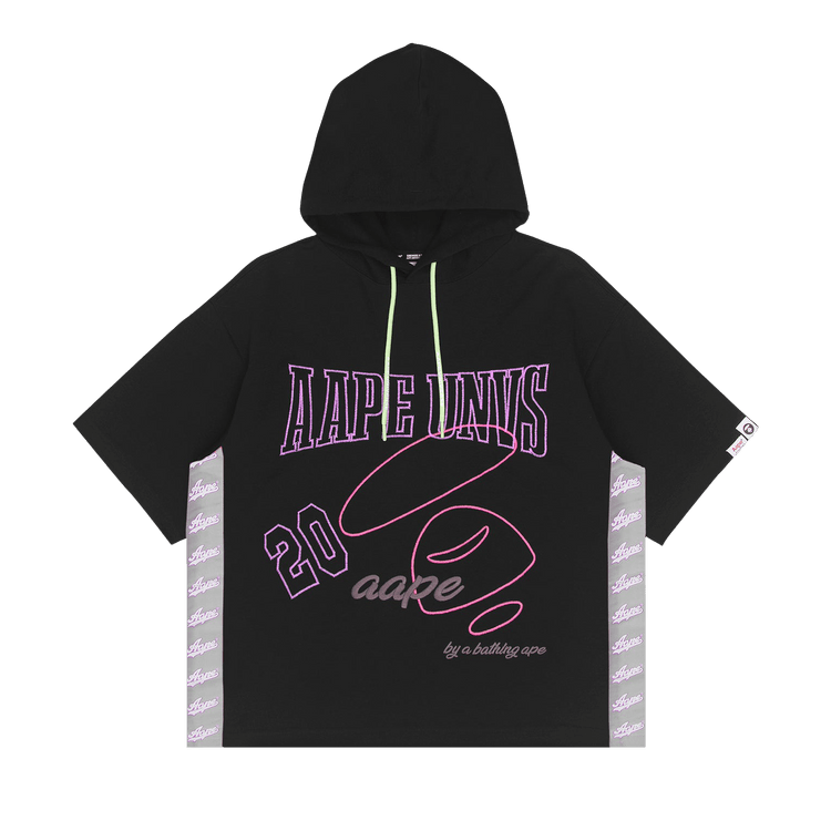 AAPE Moonface Embroidered Short-Sleeve Hoodie 'Black'