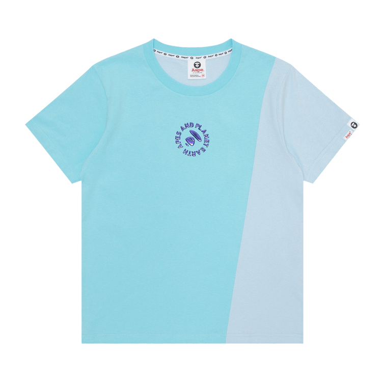 AAPE Moonface Embossed Panelled Tee 'Blue'