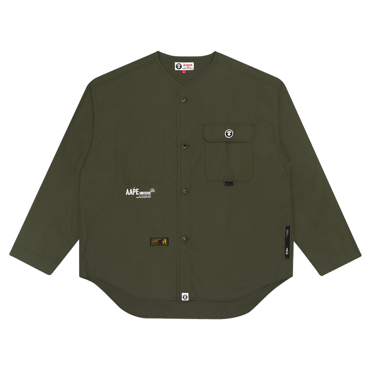 AAPE Collarless Logo Shirt 'Khaki'