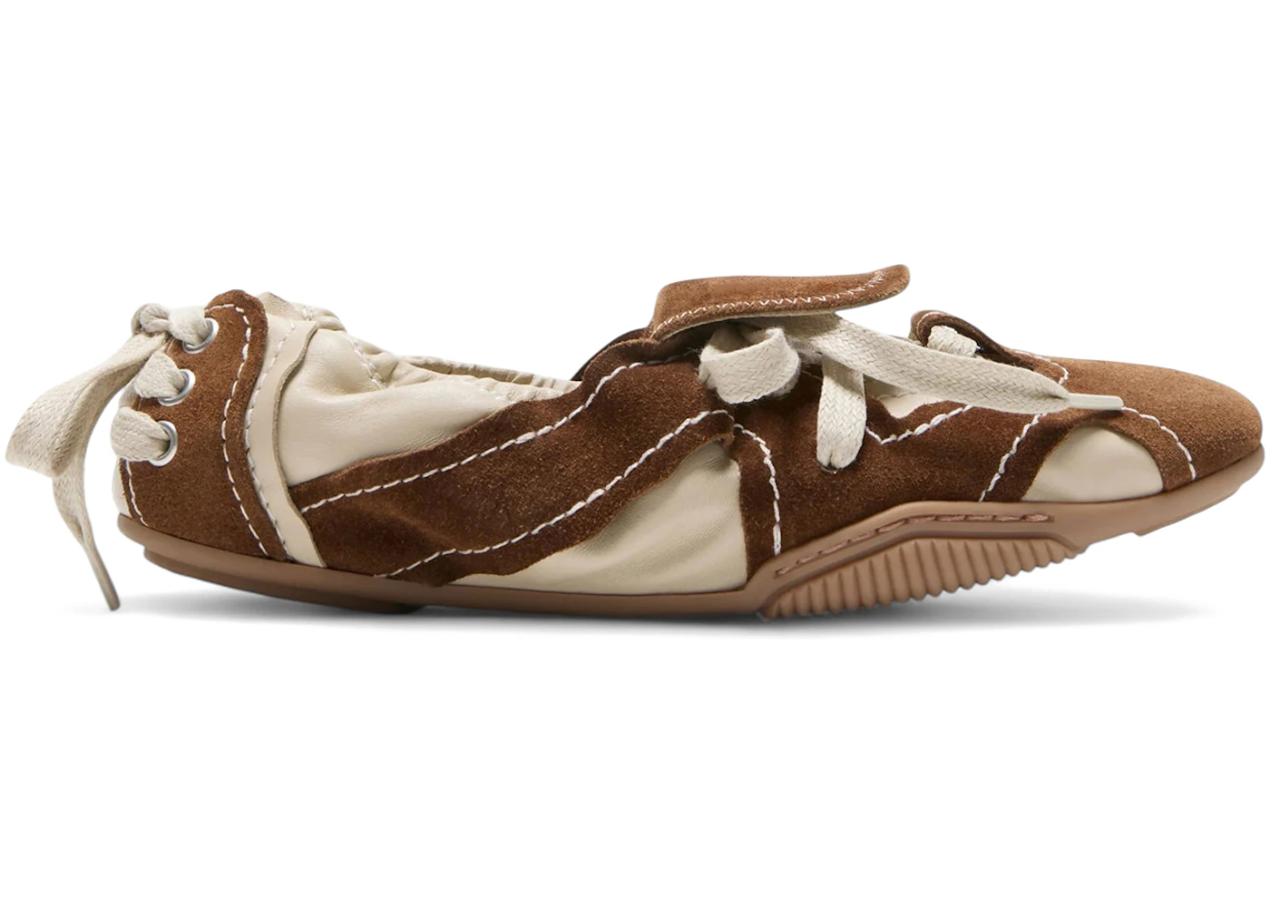 Acne Studios Lace-Up Suede Shoes Off White Brown (Women's)